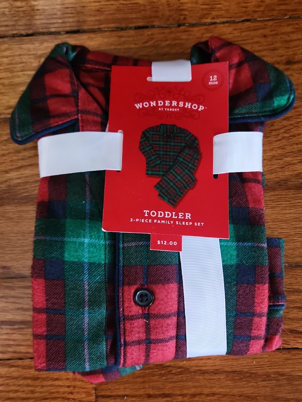 Wondershop Red and Green Plaid Toddler 2-Piece Sleep Set